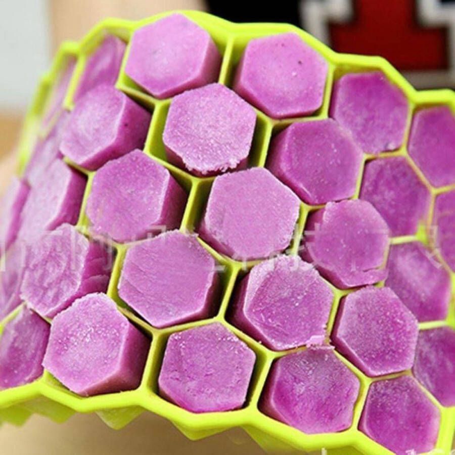 2 stuks 37 rasters ijsblokjes honingraat ijs maker formulier DIY Mould popsicle mallen yoghurt Ijsbak koelkast behandelt vriezer (geel)