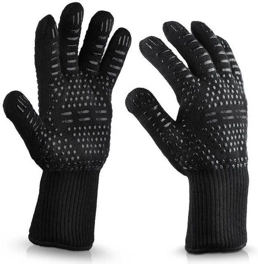 Merkloos Sans marque 2 Stuks Antislip BBQ Handschoenen Zwart