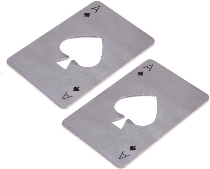 2 stuks RVS fles bier opener poker spelen kaart schoppen soda fles Cap opener (zilver)