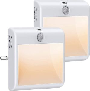 2 x plug-in lampje met bewegingssensor – stopcontactlamp – nachtlampje – slaapkamerlampje – warm licht – dimbaar – kinderlampje
