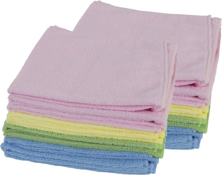 Merkloos Sans marque 20x Microvezeldoeken schoonmaakdoeken gekleurd 40 x 38 cm Vaatdoekjes Huishouddoekjes Schoonmaakartikelen voor keuken badkamer toilet
