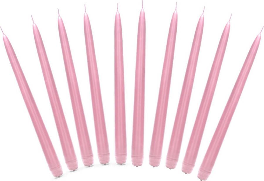 Merkloos Sans marque 20x stuks Dinerkaarsen licht roze 24 cm 5 Branduren Kandelaar kaarsen