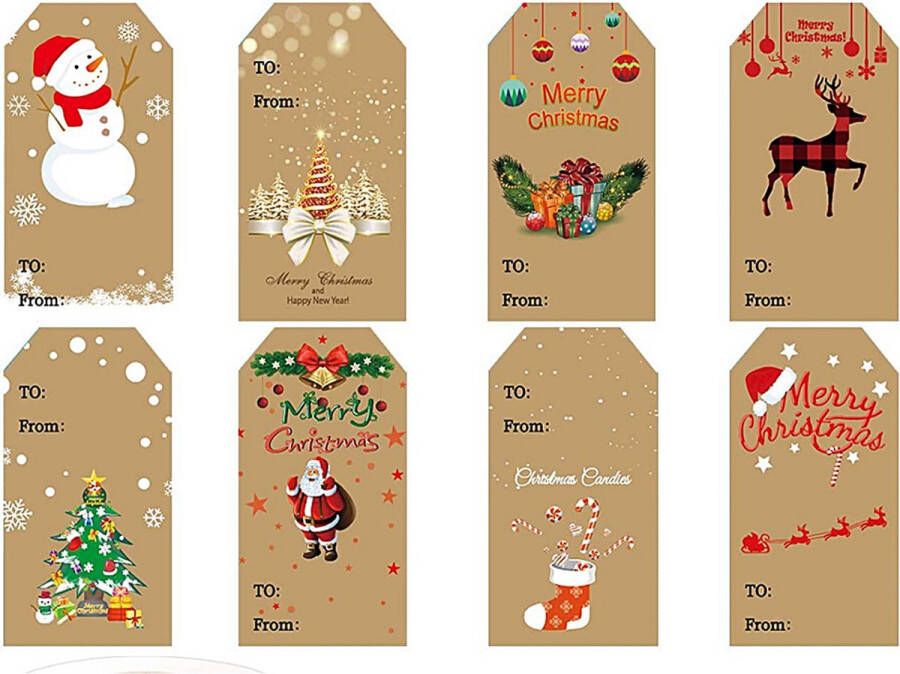 Merkloos Sans marque 24 Naamstickers kerst 6 Designs Cadeaustickers Naametiketten Kerst stickers Cadeaulabels kerst Etiketten kerst Naamlabels kerst naam stickers kerst