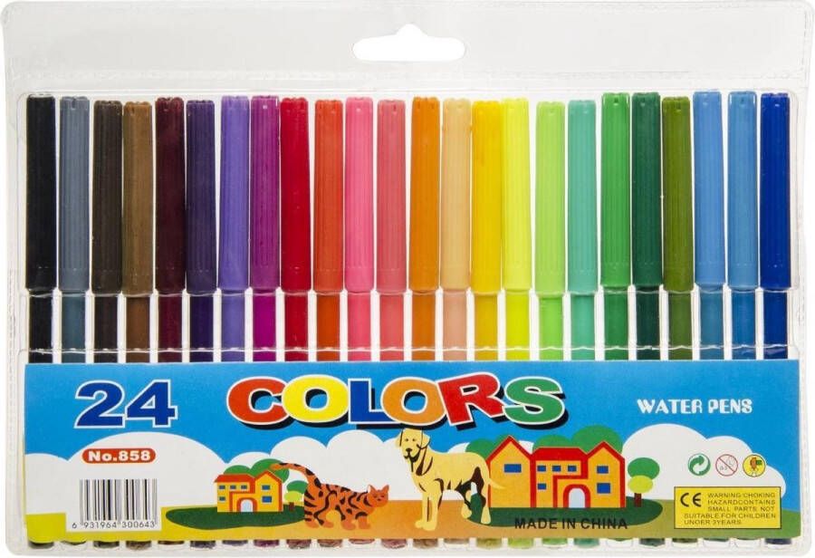 Merkloos Sans marque 24x Gekleurde viltstiften in mapje Viltstiften voor kinderen Kleuren Creatief speelgoed