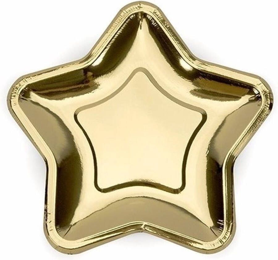 Merkloos Sans marque 24x Gouden kartonnen bordjes ster vorm 18 cm Bruiloft kerst diner bbq of party diner bordjes