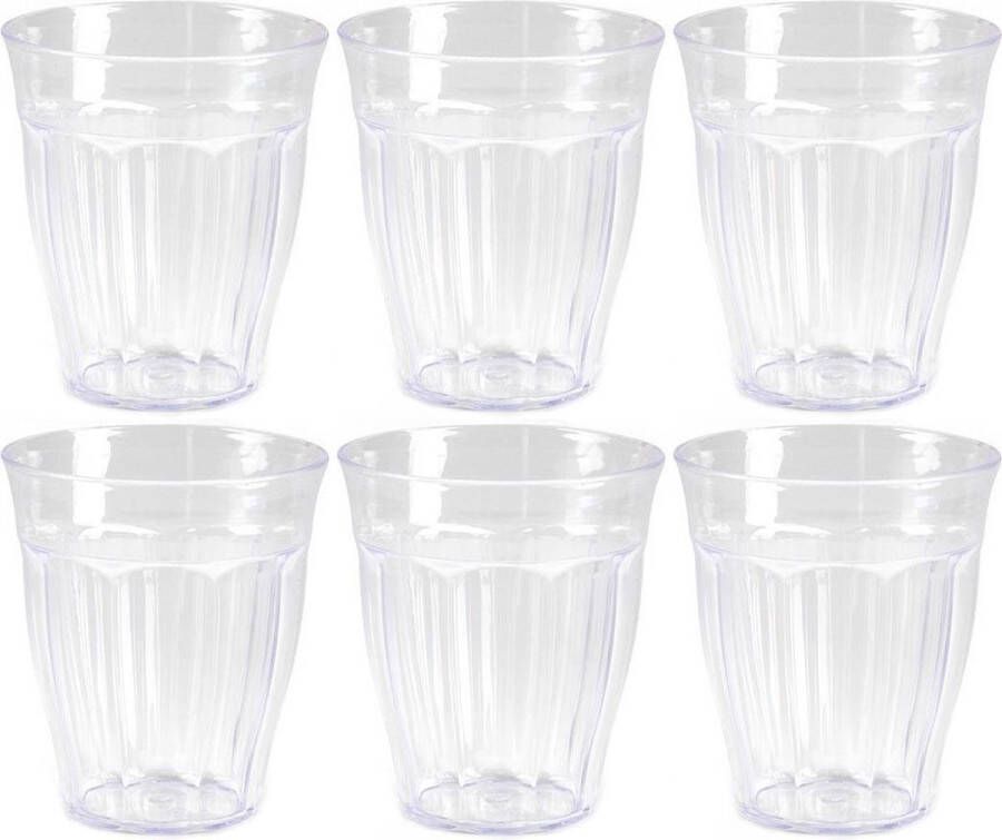 Merkloos Sans marque 24x Kunststof drinkglazen waterglazen Picardie transparant 250 ml herbruikbaar Sapglazen limonadeglazen onbreekbaar kunststof voor kinderen Camping servies Onbreekbare stapelbare glazen