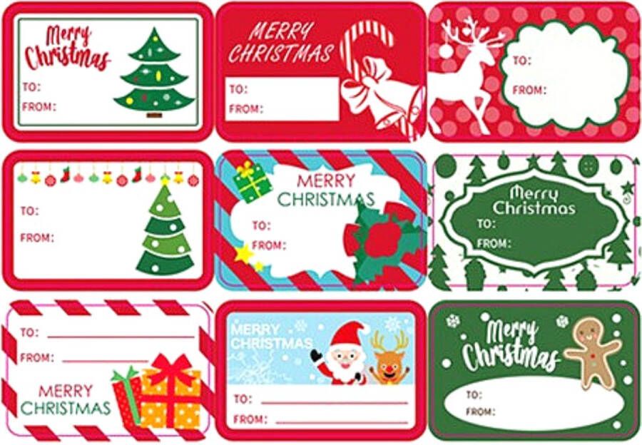 Merkloos Sans marque 27 Naamstickers kerst 9 Designs Cadeaustickers Naametiketten Kerst stickers Cadeaulabels kerst Etiketten kerst Naamlabels kerst Naam stickers kerst Cadeauversiering
