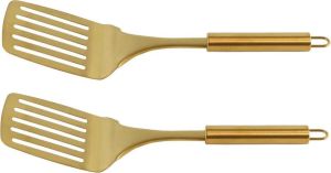 Merkloos Sans marque 2x Bakspatels bakspanen goudkleurig 32 cm RVS keukengerei Koken Bakken Spatels 2 stuks