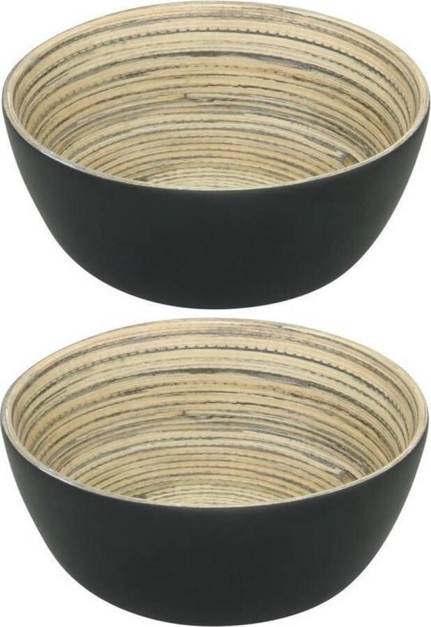 Merkloos Sans marque 2x Bamboe schalen kommen zwart 26 cm Sla salade serveren Schalen kommen van hout Keukenbenodigdheden