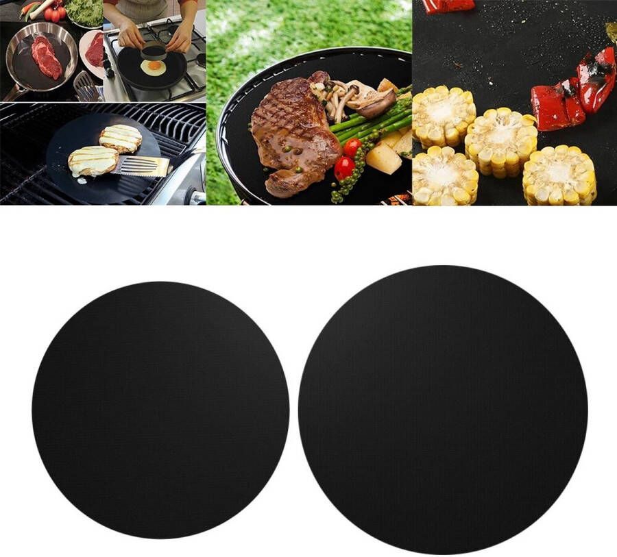 Merkloos Sans marque 2x BBQ Grill Mat Teflon 40 CM Herbruikbaar Bakmat