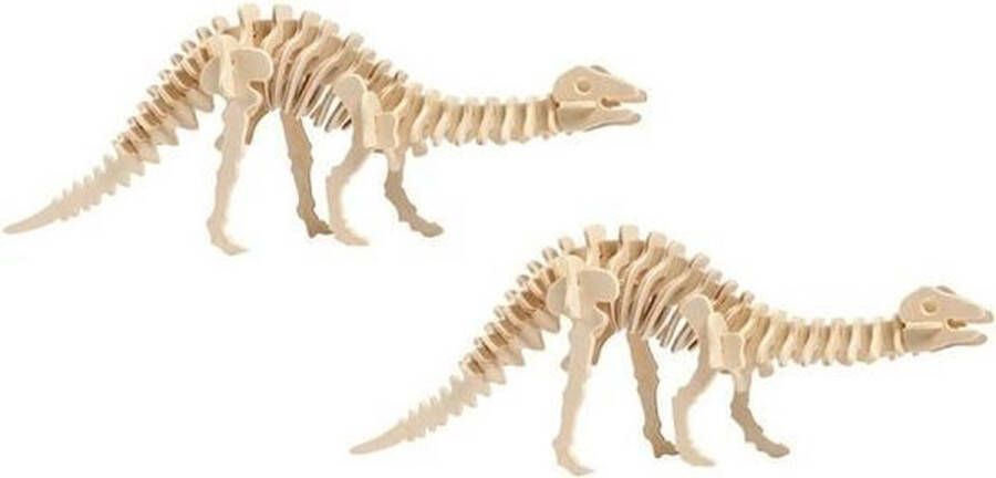 Merkloos Sans marque 2x Bouwpakket hout Apatosaurus dinosaurus 3D puzzel dino speelgoed