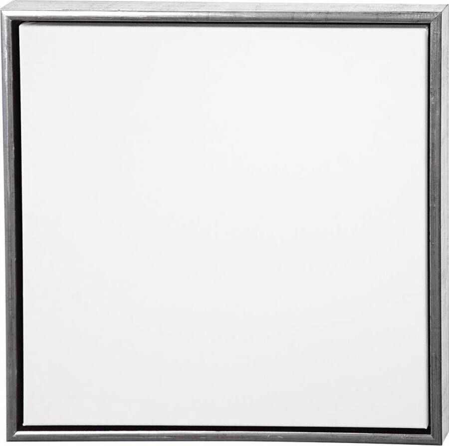 Merkloos Sans marque 2x Canvas schildersdoeken met lijst zilver 50 x 50 cm Hobby Verven Schilderen Creatief met verf Ingelijste doeken