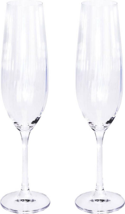 Merkloos Sans marque 2x Champagneglazen flutes 26 cl 260 ml van kristalglas Kristalglazen Champagneglas