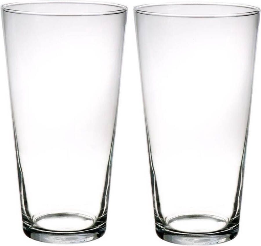 Merkloos Sans marque 2x Conische vaas glas 30 cm Glazen bloemenvaas taps Decoratieve vazen