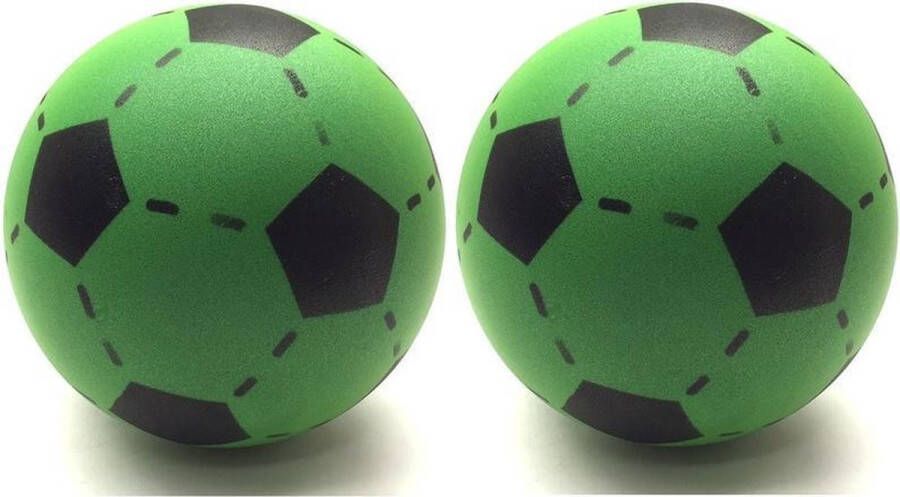 Merkloos Sans marque 2x Foam softbal voetbal groen 20 cm Zachte speelgoed voetballen 2 stuks