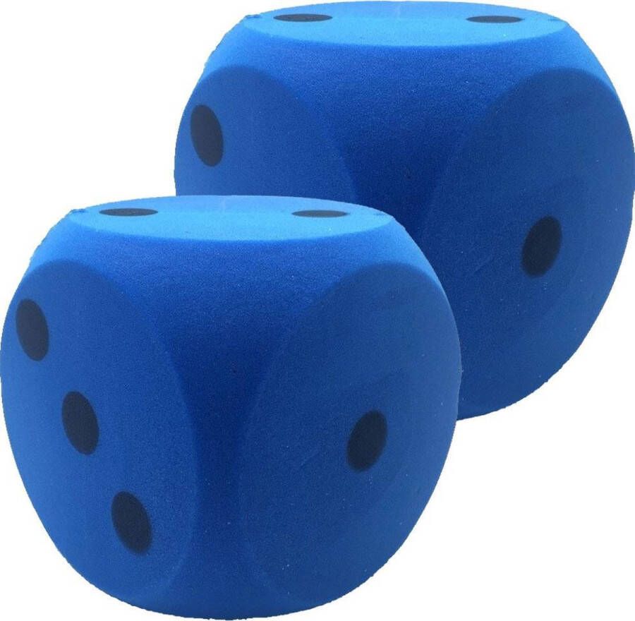 Merkloos 2x Grote schuimrubberen dobbelstenen blauw 1 stuk Dobbelspellen