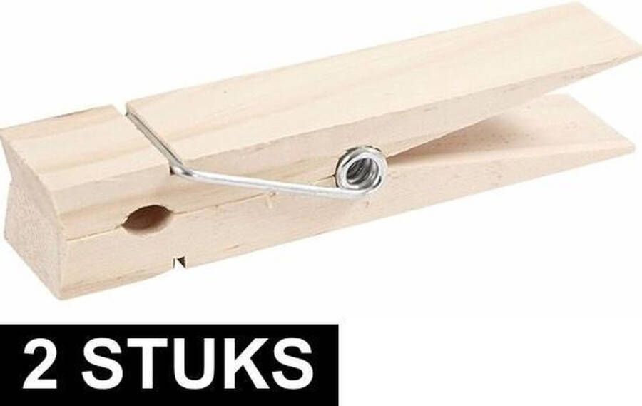 Merkloos Sans marque 2x Grote XXL wasknijpers van 15 cm Extra grote wasknijpers van hout