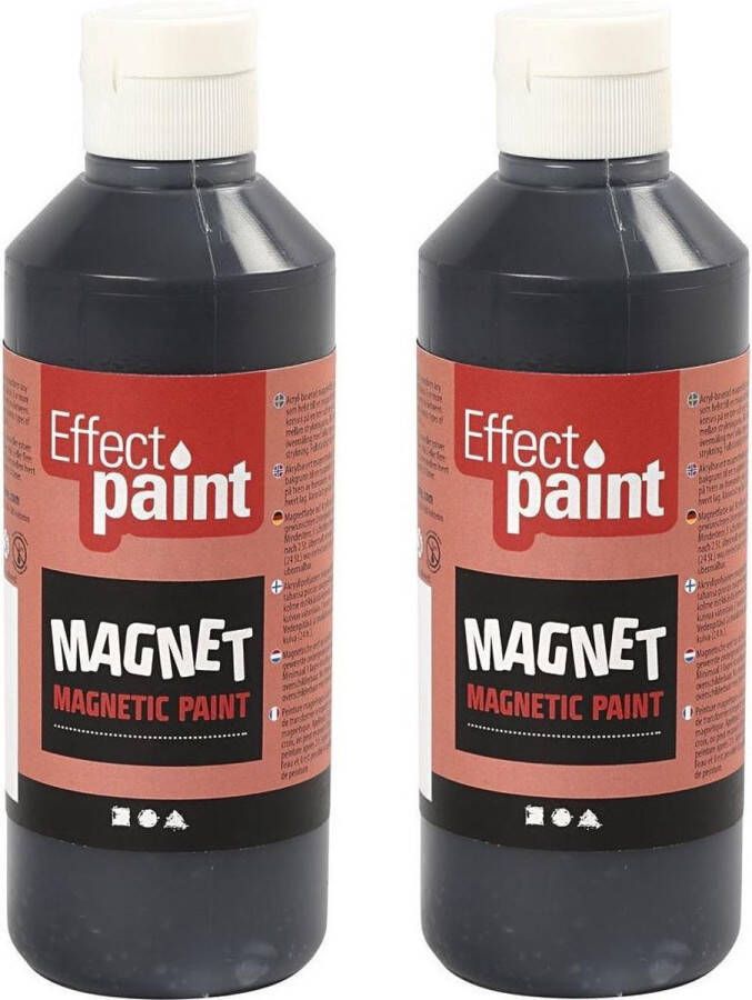 Merkloos Sans marque 2x Hobby magneetverf zwart 250 ml Zwarte verf voor magnetische oppervlakken