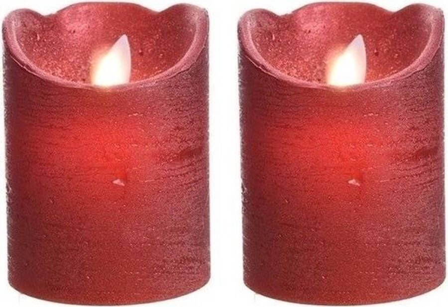 Merkloos Sans marque 2x LED kaarsen stompkaarsen kerst rood 10 cm flakkerend Kerst diner tafeldecoratie Home deco kaarsen