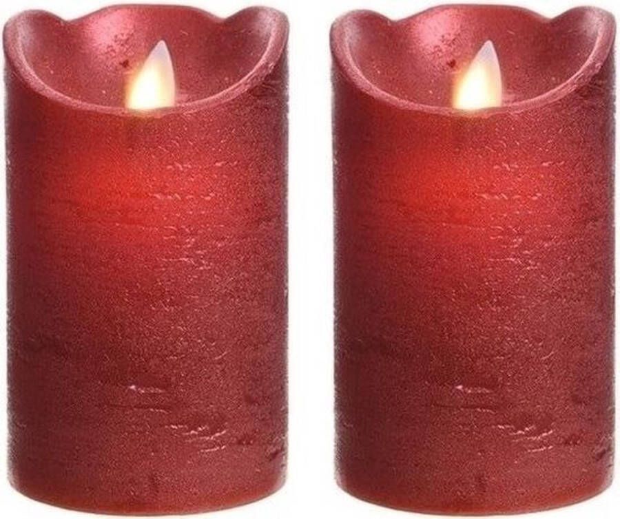 Merkloos Sans marque 2x LED kaarsen stompkaarsen kerst rood 12 cm flakkerend Kerst diner tafeldecoratie Home deco kaarsen