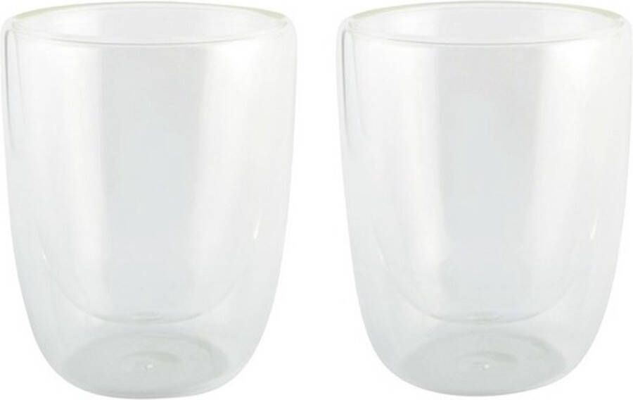 Merkloos Sans marque 2x Luxe dubbelwandige theeglazen 300ml Keuken accessoires Koffie thee bekers en glazen