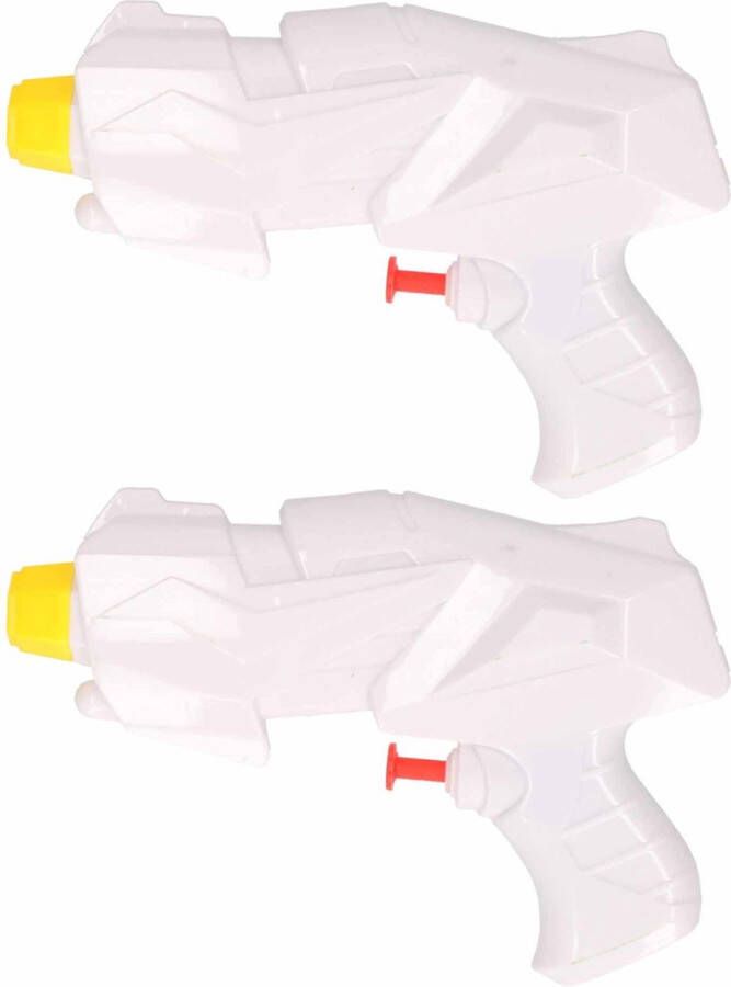 Merkloos Sans marque 2x Mini waterpistolen waterpistool wit van 15 cm kinderspeelgoed waterspeelgoed van kunststof kleine waterpistolen