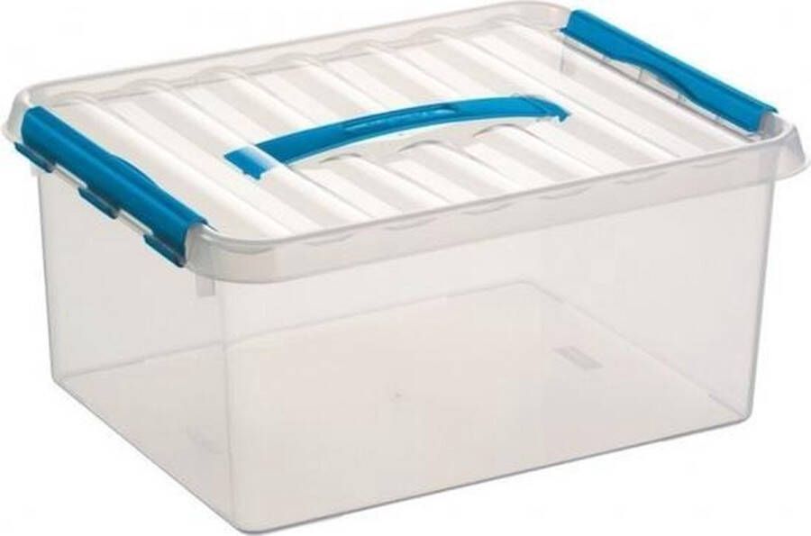 Merkloos Sans marque 2x Opberg box opbergdoos 15 liter 40 cm transparant blauw A4 formaat opslagbox Opbergbak kunststof
