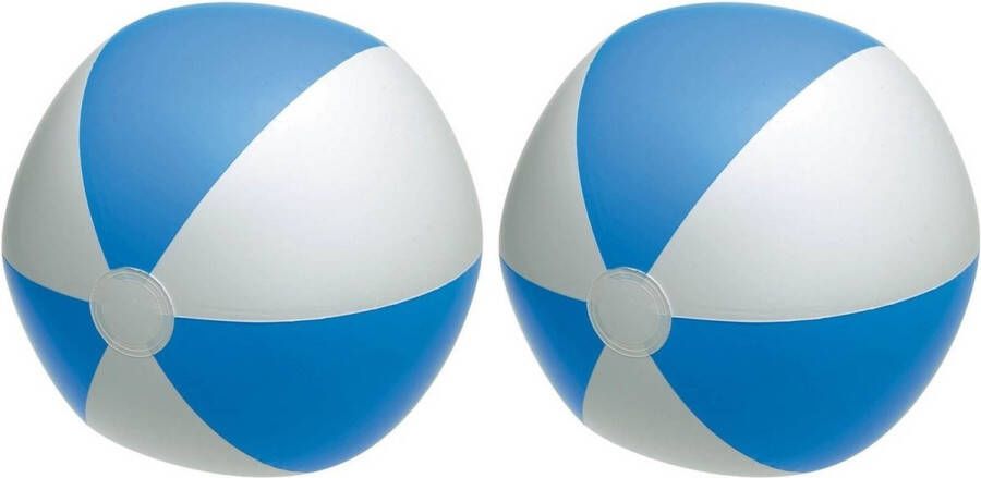 Merkloos Sans marque 2x Opblaasbare strandballen blauw wit 28 cm speelgoed Buitenspeelgoed strandballen Opblaasballen Waterspeelgoed