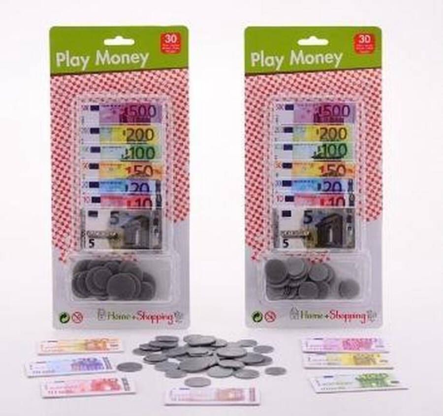 Merkloos Sans marque 2x pakjes papieren en munten speelgeld winkeltje spelen voor kinderen