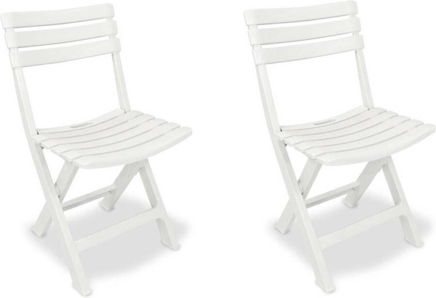 Merkloos Sans marque 2x Robuuste kunststof klapstoel | Wit | Tuinstoel Bistrostoel Balkonstoel Campingstoel |Opvouwbaar | Relaxen |46 cm x 41 cm x 78 cm | Topper!
