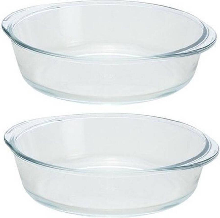 Merkloos Sans marque 2x Ronde ovenschalen glas 2 1 liter Braadsledes ovenschalen