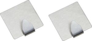 Merkloos Sans marque 2x RVS grote handdoekhaakjes ophanghaakjes 5 x 5 cm vierkant zelfklevende haakjes