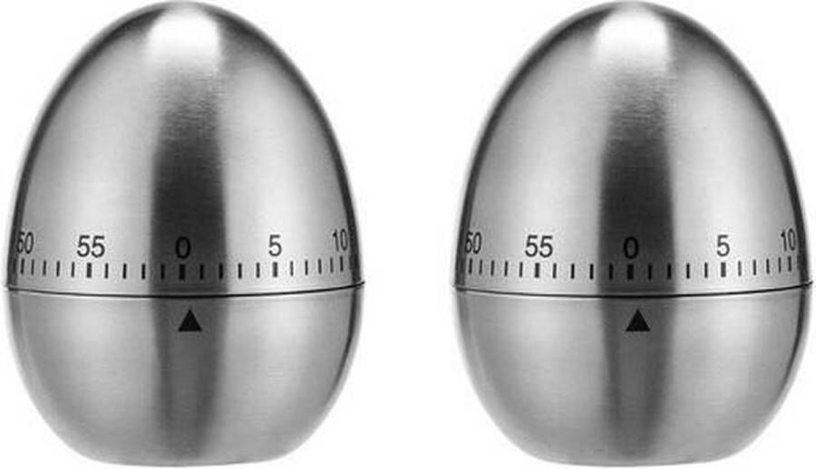 Merkloos Sans marque 2x RVS kookwekkers eierwekkers in ei vorm 7 5 cm Analoge kookwekker