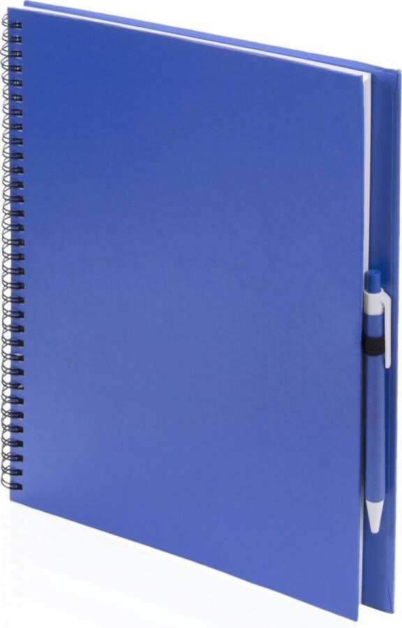 Merkloos Sans marque 2x Schetsboeken blauwe harde kaft A4 formaat 80x vellen blanco papier Teken boeken