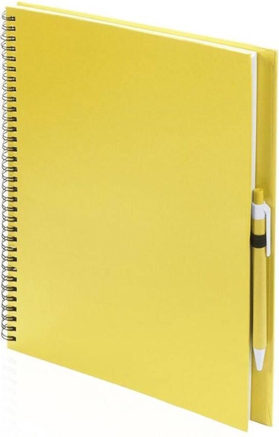 Merkloos Sans marque 2x Schetsboeken gele harde kaft A4 formaat 80x vellen blanco papier Teken boeken