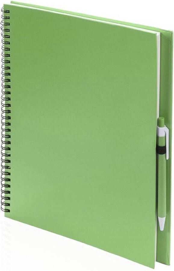 Merkloos Sans marque 2x Schetsboeken groene harde kaft A4 formaat 80x vellen blanco papier Teken boeken