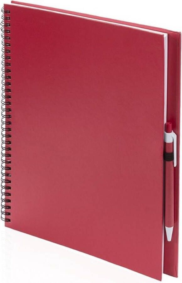 Merkloos Sans marque 2x Schetsboeken rode harde kaft A4 formaat 80 vellen blanco papier Teken boeken