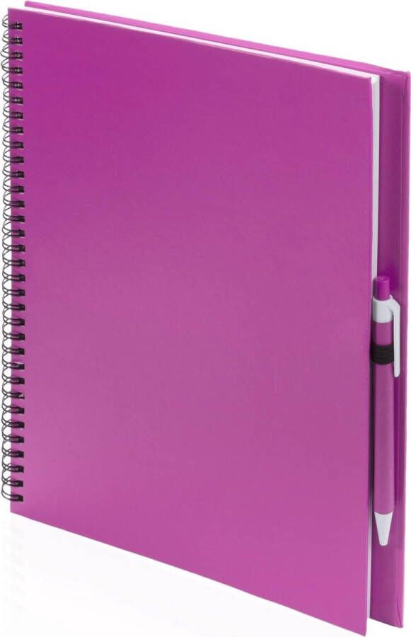 Merkloos Sans marque 2x Schetsboeken roze harde kaft A4 formaat 80 vellen blanco papier Teken boeken