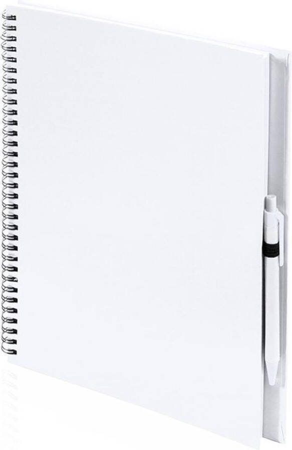 2x Schetsboeken witte harde kaft A4 formaat 80x vellen blanco papier Teken boeken
