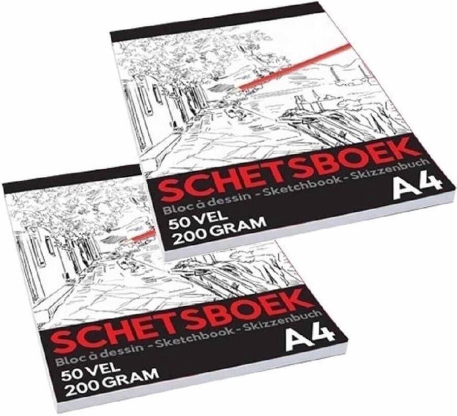 Merkloos Sans marque 2x Schetsboeken tekenboeken A4 formaat Schoolartikelen kantoorartikelen schilderartikelen Schetsboeken tekenboeken