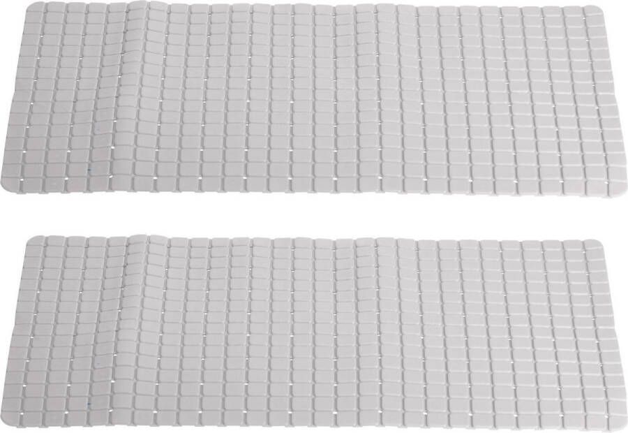 Merkloos Sans marque 2x stuks anti-slip badmatten lichtgrijs 69 x 39 cm rechthoekig Badkuip mat Grip mat voor in douche of bad