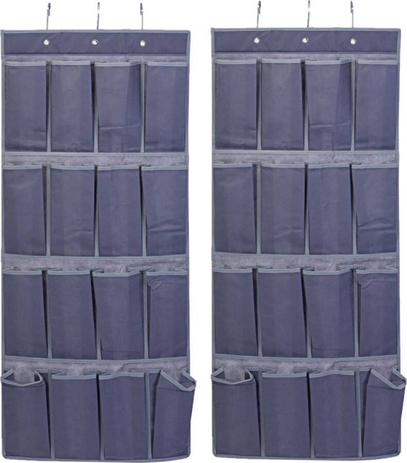 Merkloos Sans marque 2x stuks hangende deur kast organizers antraciet met 16 vakken 45 x 110 cm Opruimen opbergen