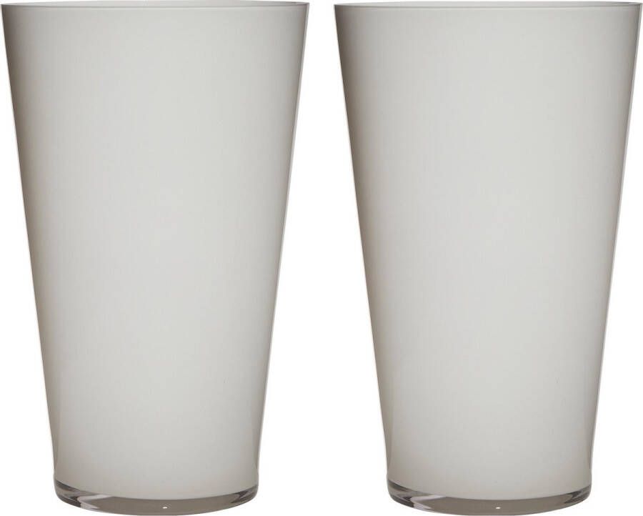 Merkloos Sans marque 2x stuks luxe witte conische stijlvolle vaas vazen van glas 40 x 25 cm Bloemen boeketten vaas voor binnen gebruik