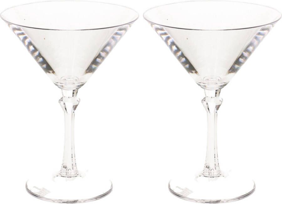 Merkloos Sans marque 2x stuks onbreekbaar martini glas transparant kunststof 20 cl 200 ml Onbreekbare cocktailglazen