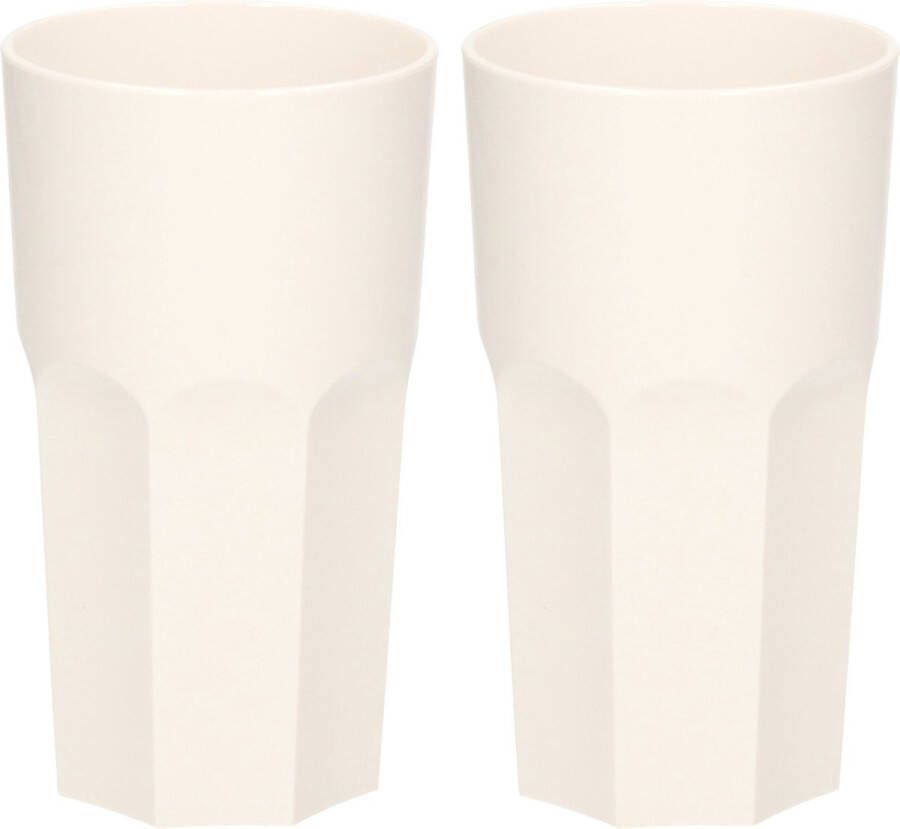 Merkloos Sans marque 2x stuks onbreekbaar retro drink glas wit kunststof 33 cl 330 ml Onbreekbare drinkglazen