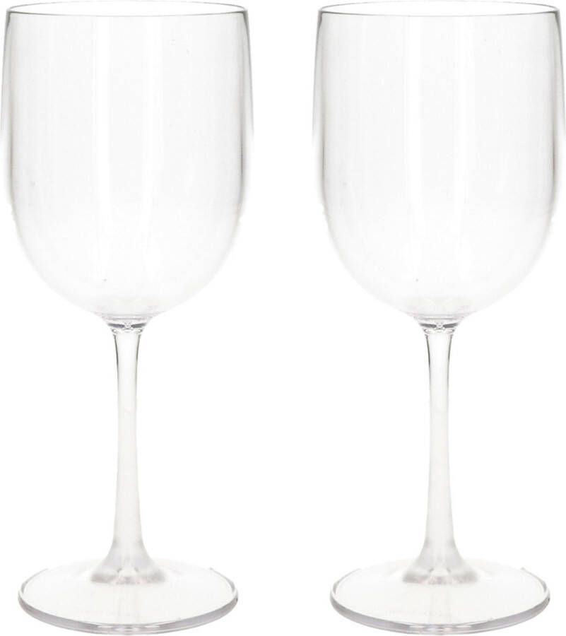 Merkloos Sans marque 2x stuks onbreekbaar wijnglas transparant kunststof 48 cl 480 ml Onbreekbare wijnglazen
