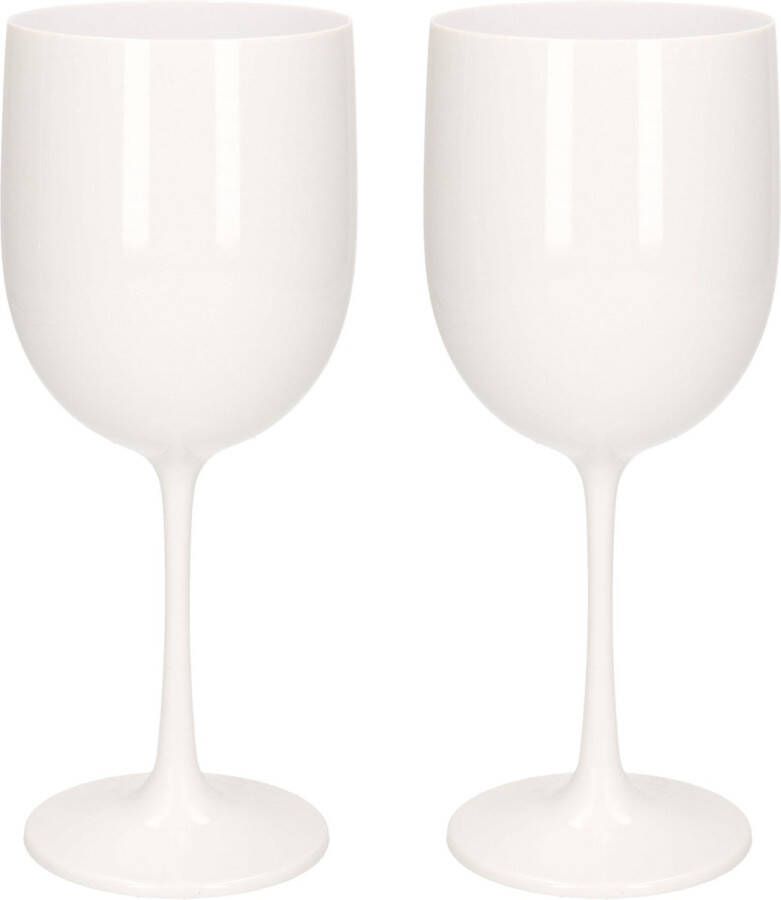 Merkloos Sans marque 2x stuks onbreekbaar wijnglas wit kunststof 48 cl 480 ml Onbreekbare wijnglazen