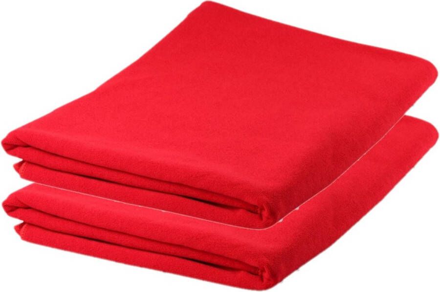Merkloos Sans marque 2x stuks Rode badhanddoeken microvezel 150 x 75 cm ultra absorberend super zacht handdoeken