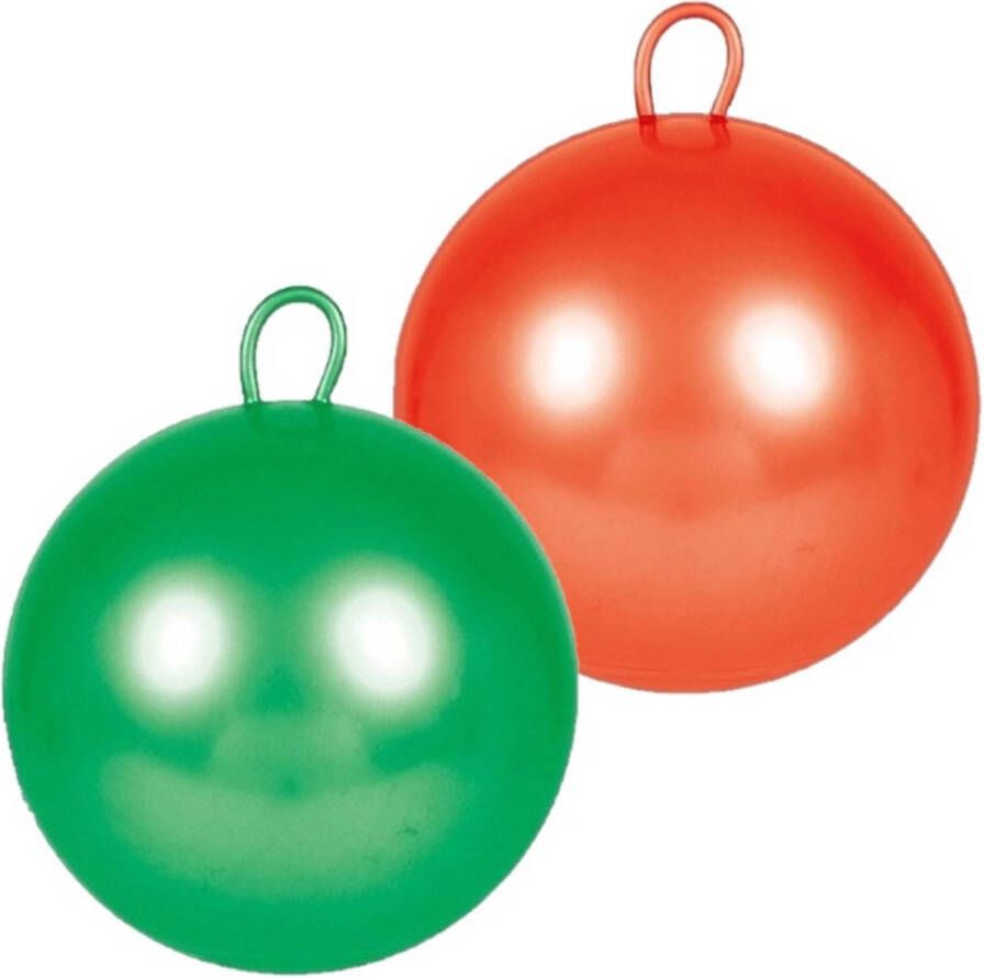 Merkloos Sans marque 2x stuks skippyballen voor kinderen rood groen 70 cm Zomer buiten speelgoed