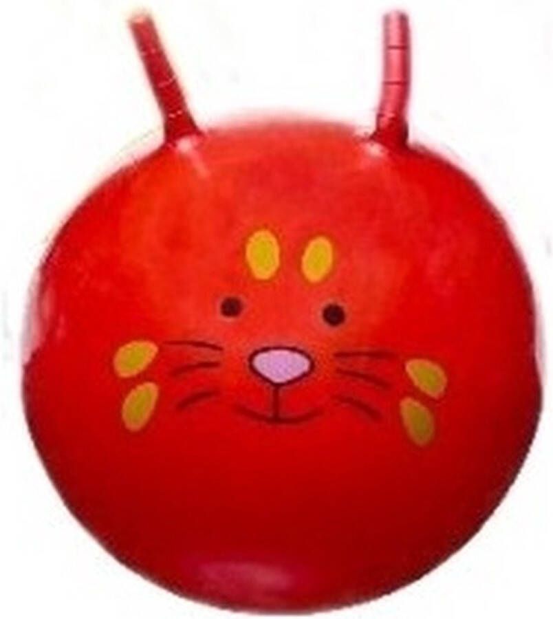 Merkloos Sans marque 2x stuks speelgoed Skippyballen met dieren gezicht rood en blauw 46 cm Buitenspeelgoed